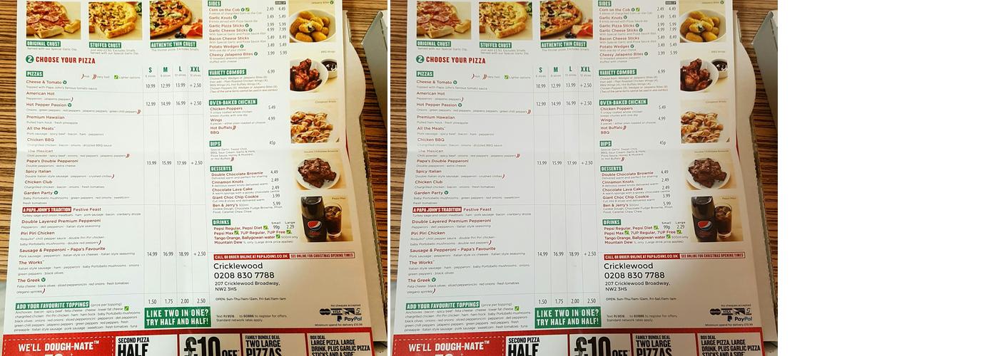 Papa Johns Pizza Menu