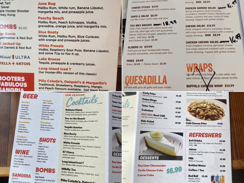 Hooters Niagara Falls Menu