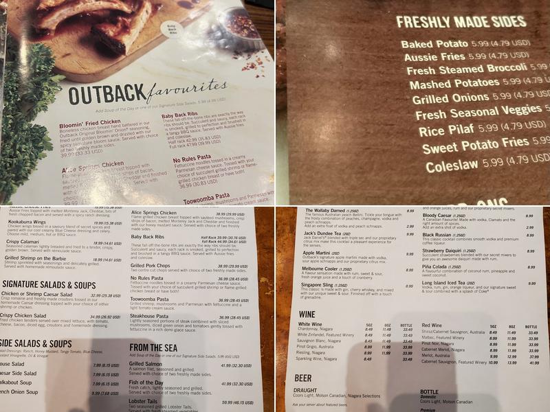Outback Steakhouse Menu