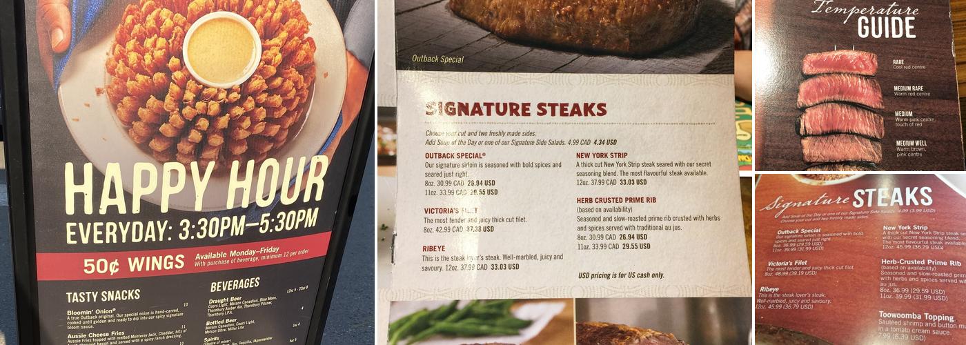 Outback Steakhouse Niagara Falls Menu
