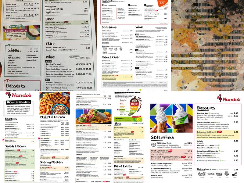 Nando's Westfield London Menu