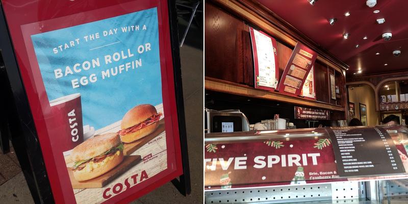 Costa Coffee Menu