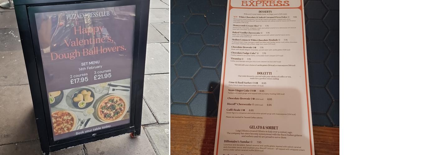 Pizza Express Menu