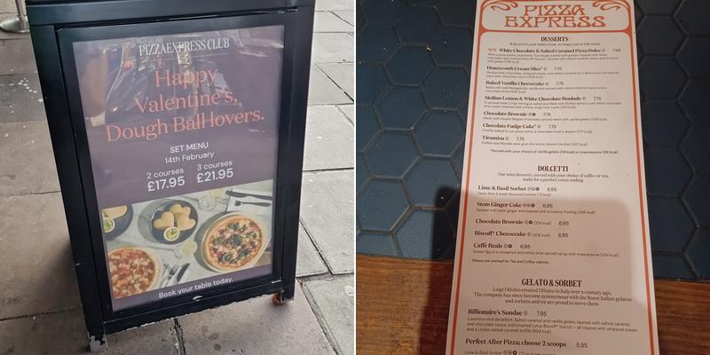 Pizza Express Menu