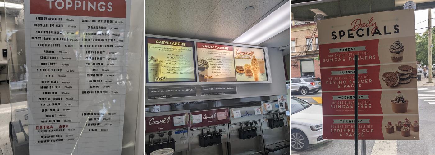Carvel Menu
