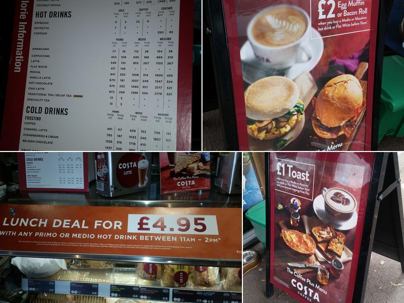 Costa Coffee Gidea Park Menu