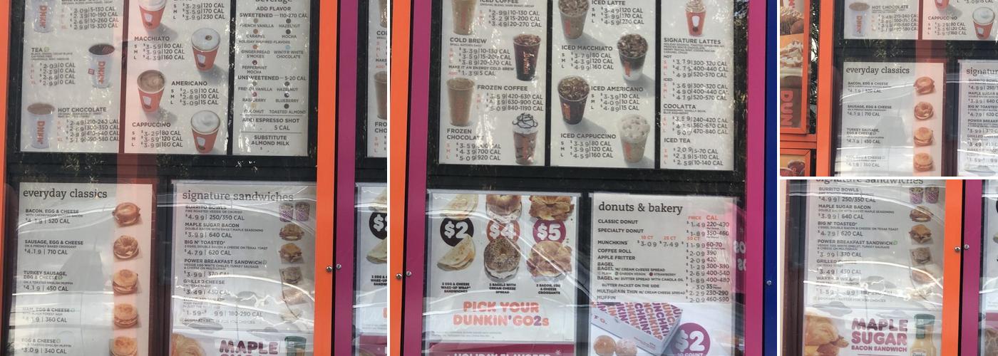Dunkin' Menu