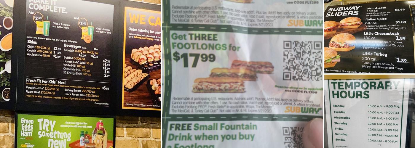 Subway Menu