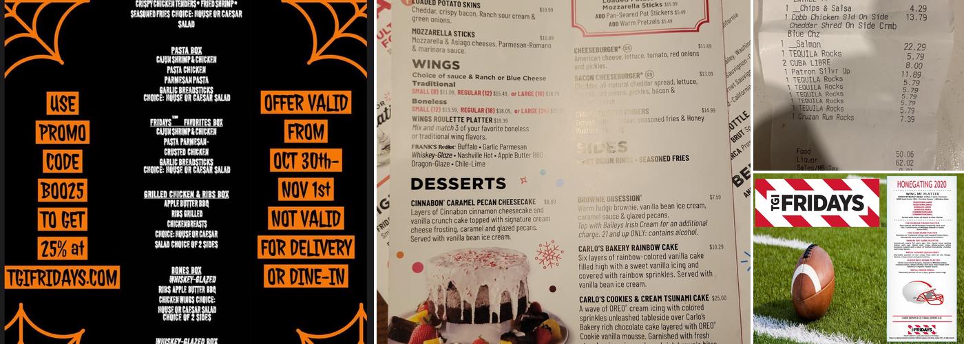 TGI Fridays Menu