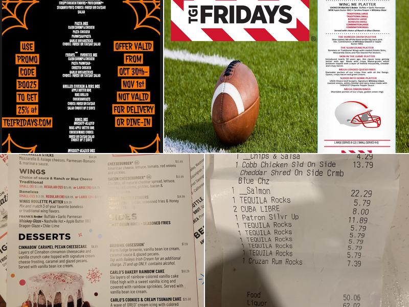 TGI Fridays Menu