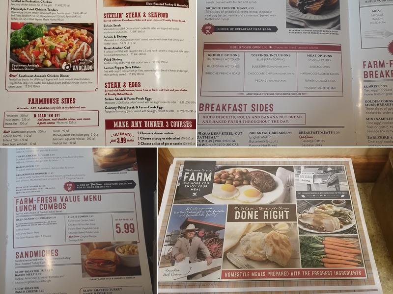 Bob Evans Menu