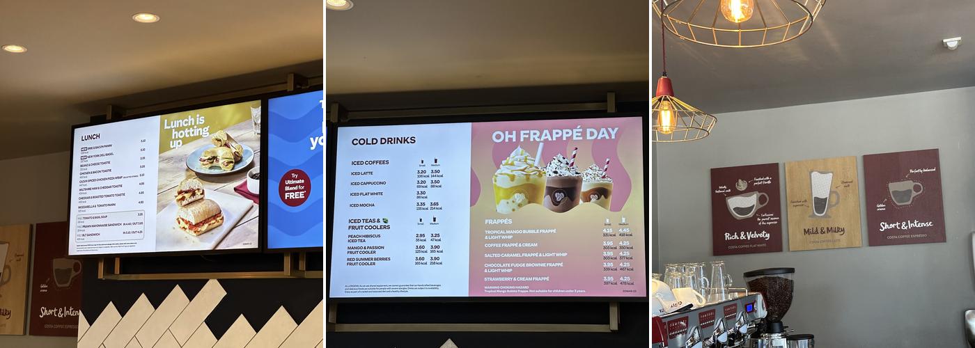 Costa Coffee Menu