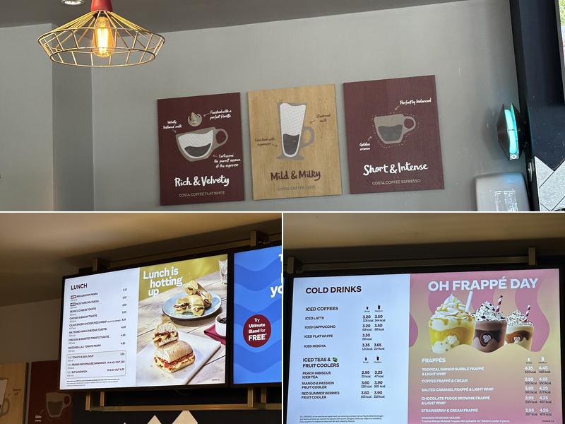Costa Coffee Menu