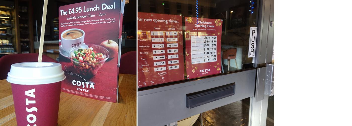Costa Coffee Menu
