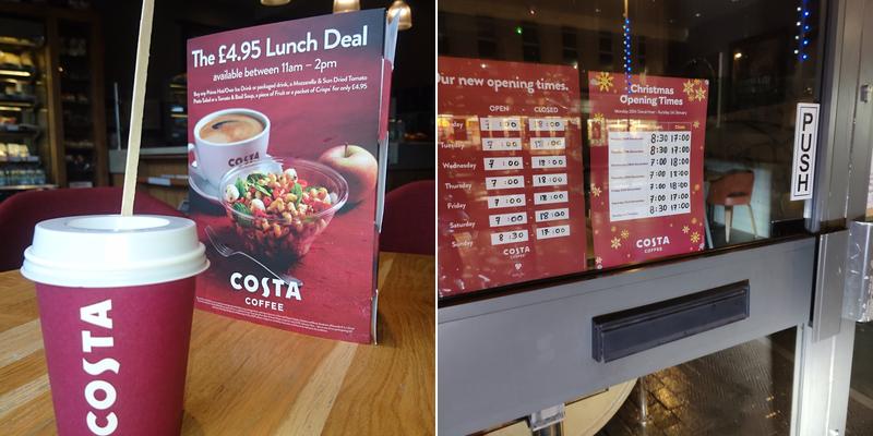 Costa Coffee Menu