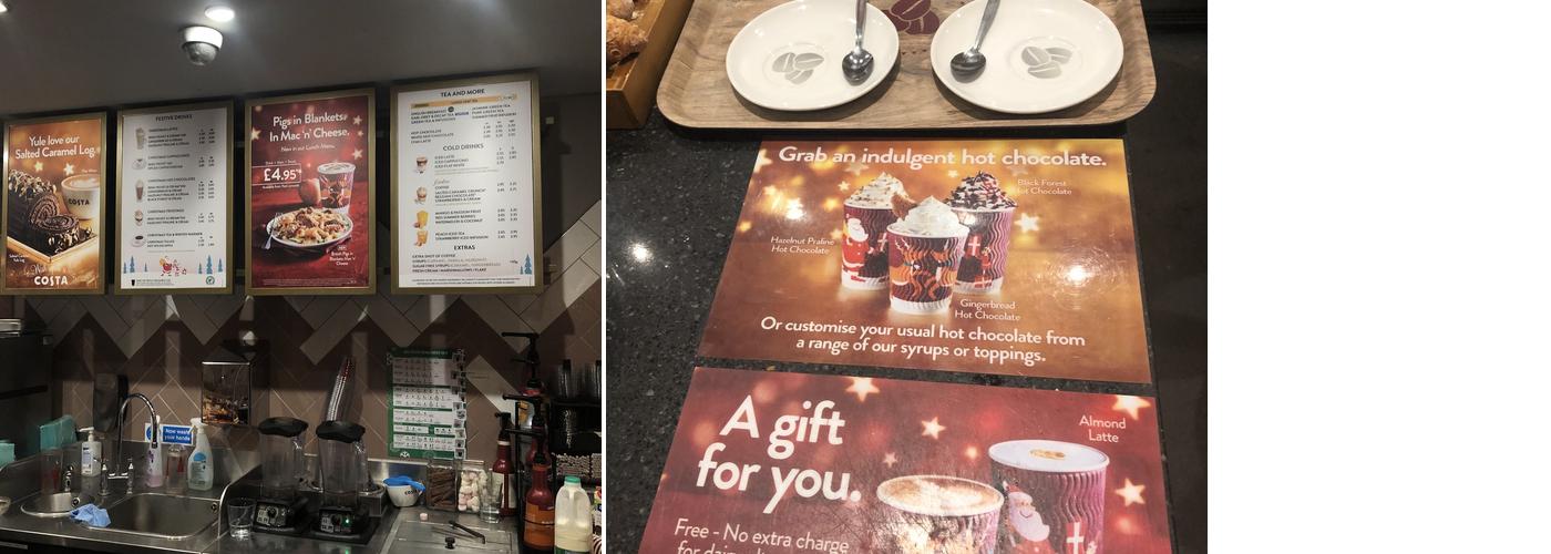 Costa Coffee Menu
