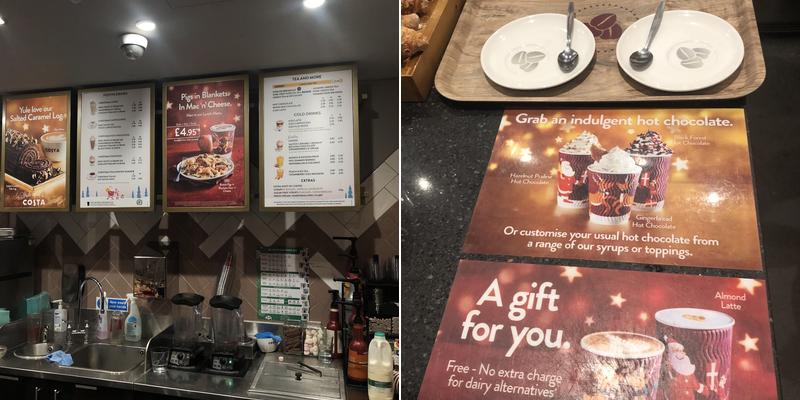 Costa Coffee Menu