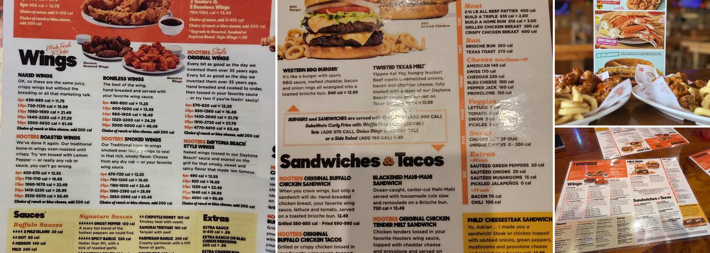 Hooters Menu