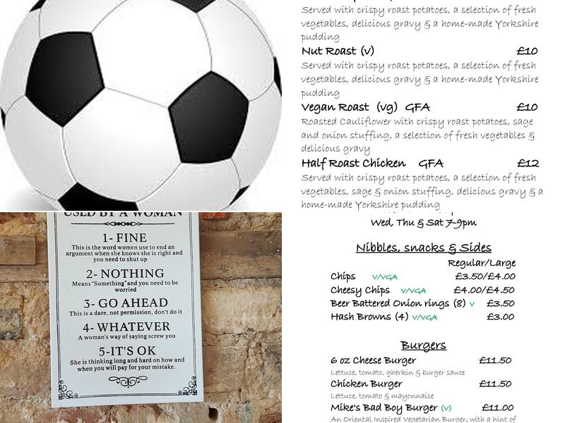 The Three Horseshoes Menu