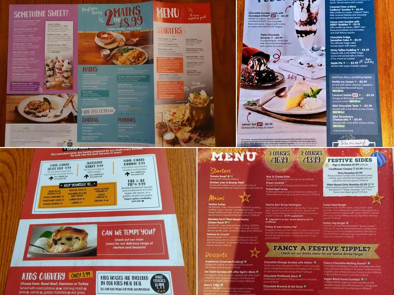 Phoenix Park Brewers Fayre Menu