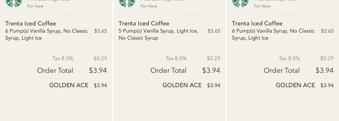 Starbucks Menu