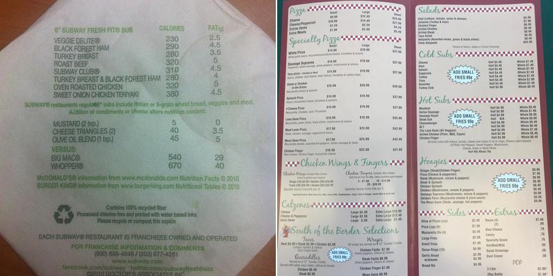 Subway Menu