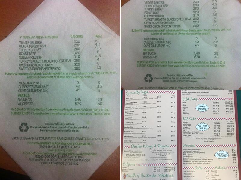 Subway Menu