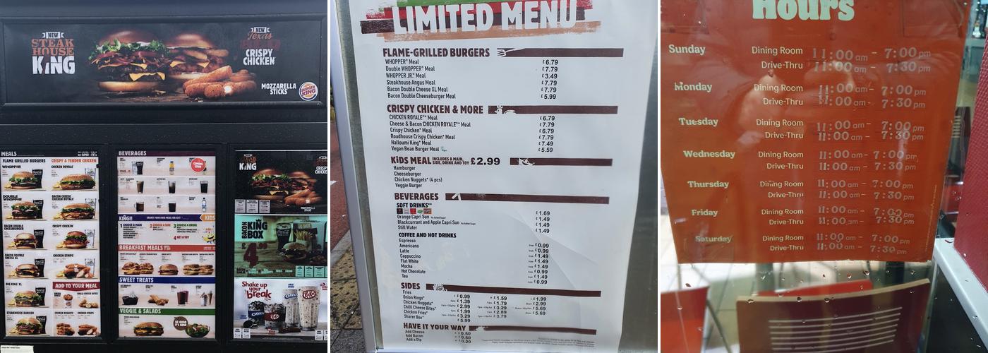 Burger King Menu
