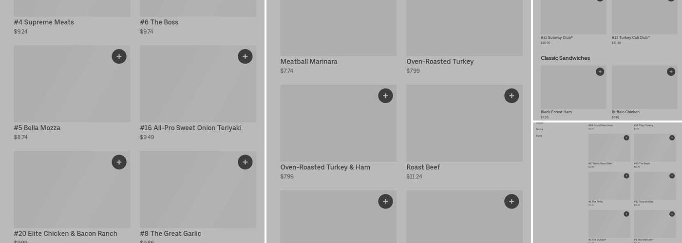 Subway Menu