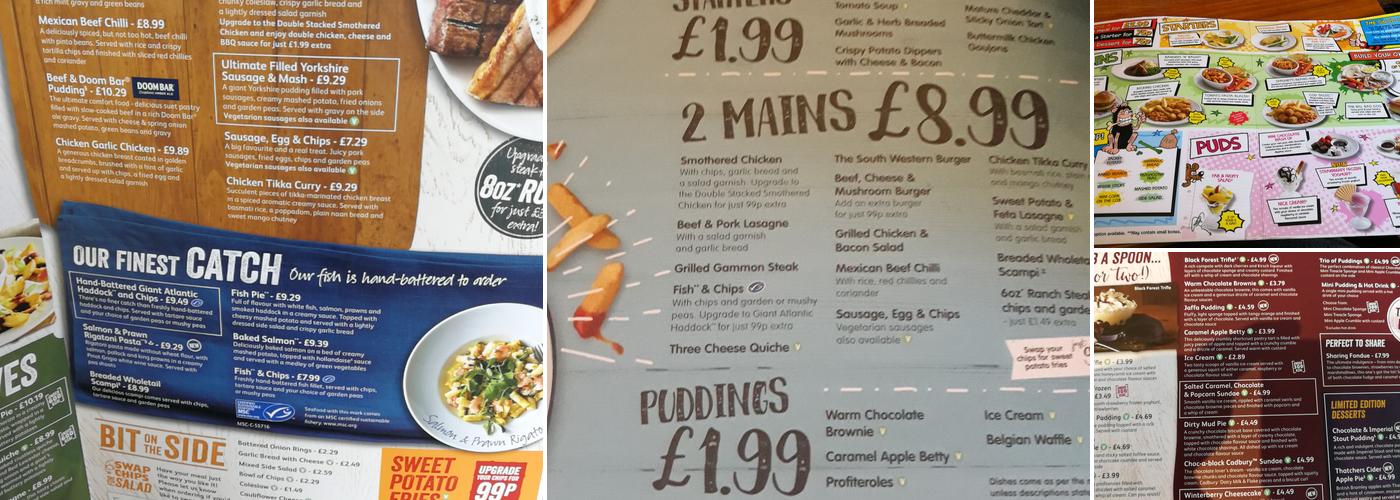 Queens Crossing Brewers Fayre Menu