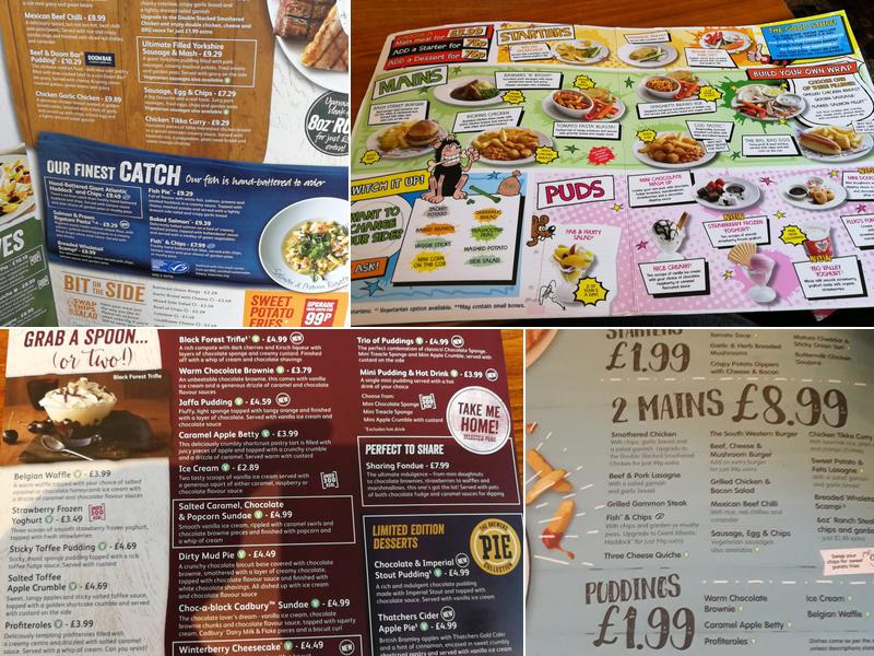 Queens Crossing Brewers Fayre Menu