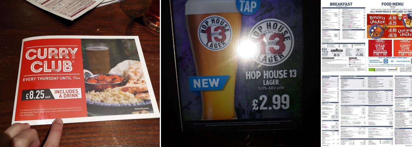 The Star - JD Wetherspoon Menu