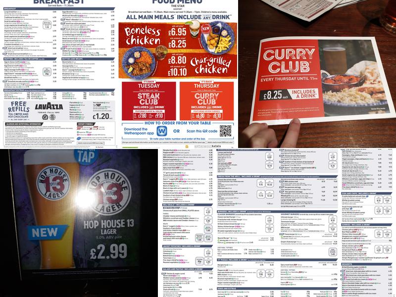 The Star - JD Wetherspoon Menu