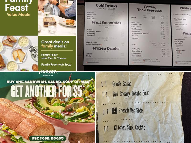 Panera Bread Menu