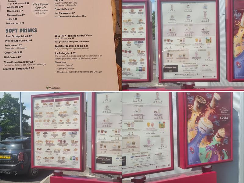 Costa Coffee Menu