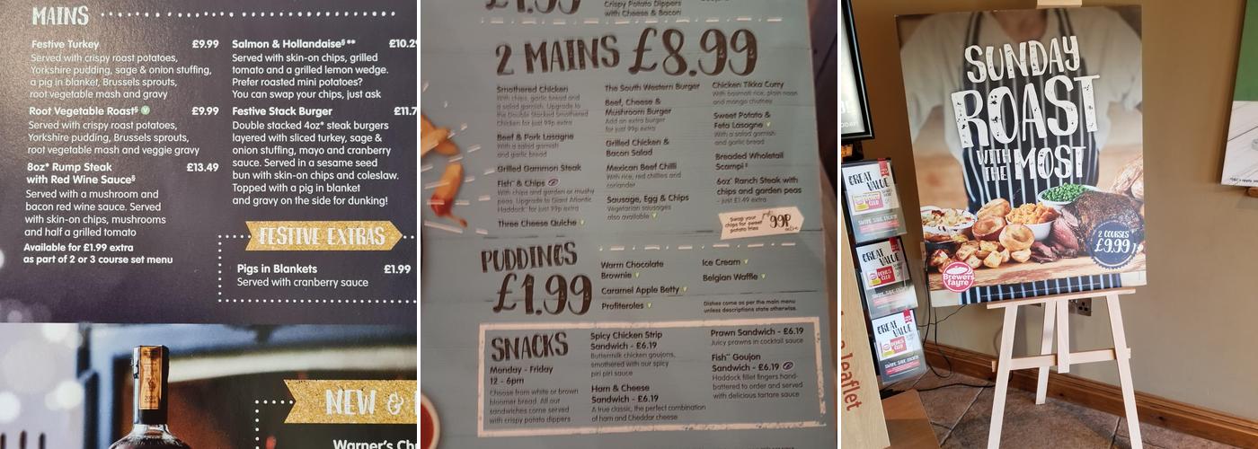 Abergavenny Brewers Fayre Menu