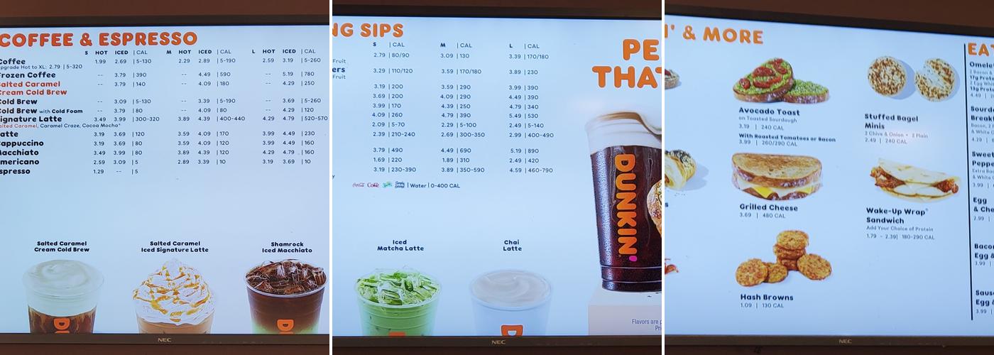 Dunkin' Menu