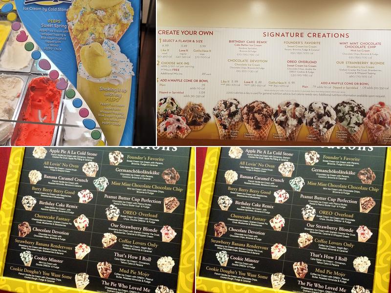 Cold Stone Creamery Menu