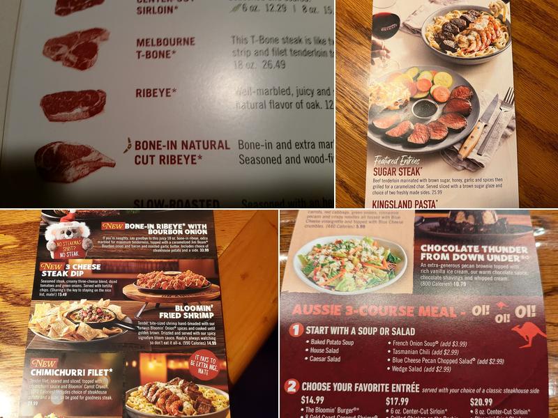 Outback Steakhouse Menu