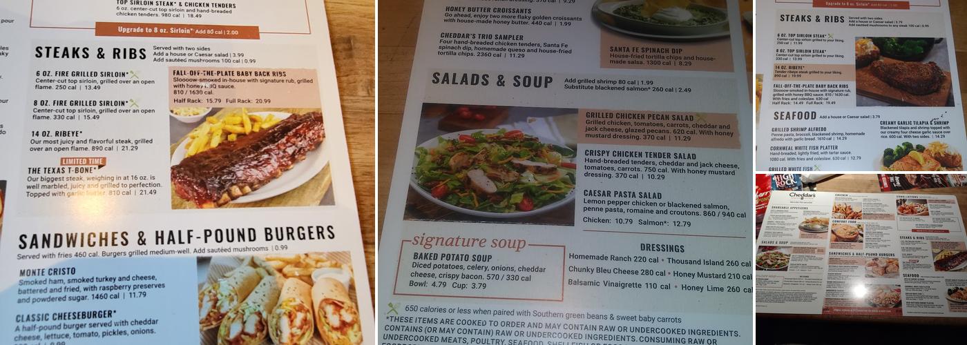 Cheddar's Scratch Kitchen Menu