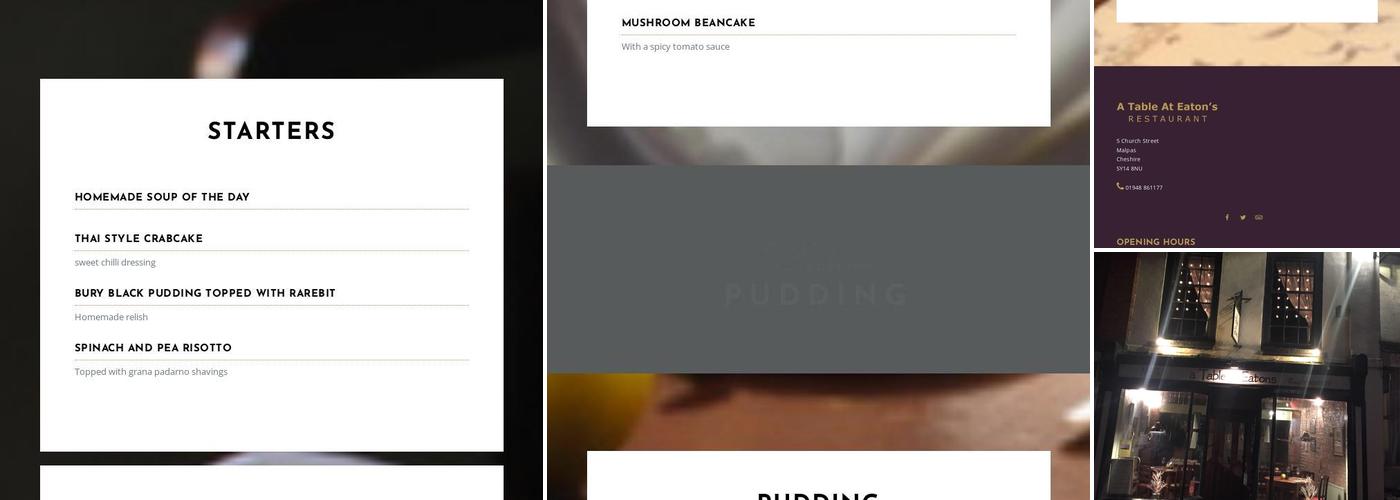 A Table At Eatons Menu