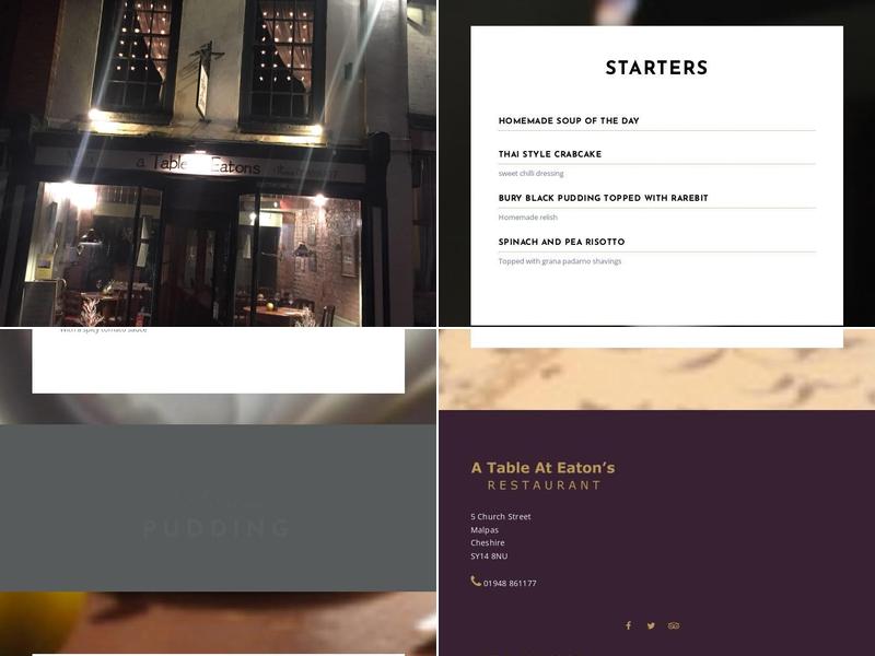 A Table At Eatons Menu