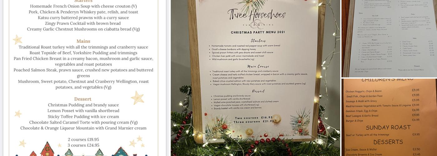 The Three Horseshoes Menu