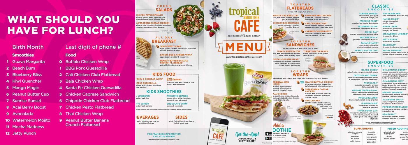 Tropical Smoothie Cafe Menu