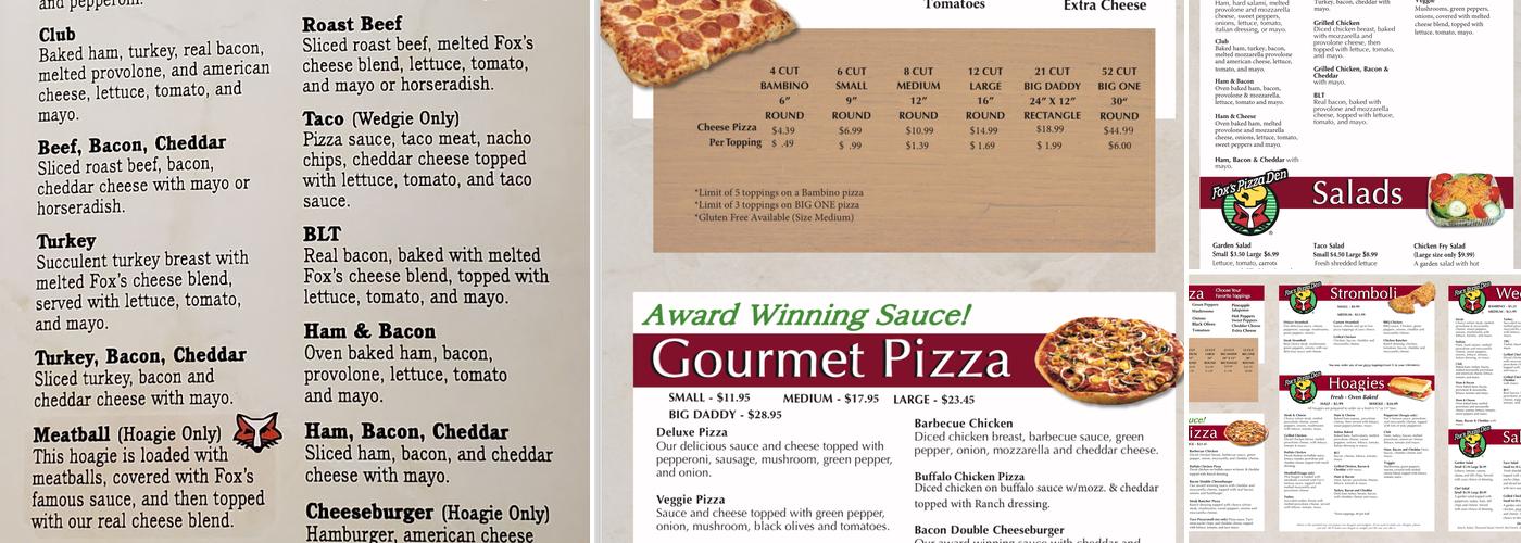 Fox's Pizza Den Menu