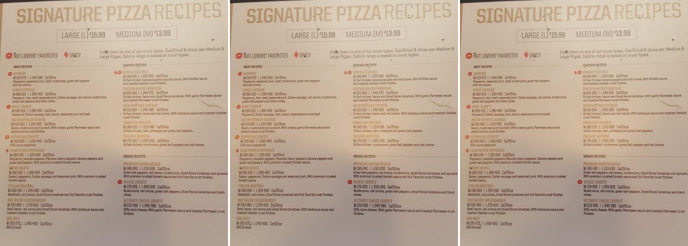 Pizza Hut Menu