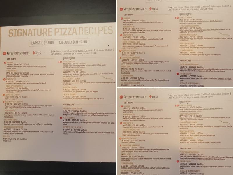 Pizza Hut Menu
