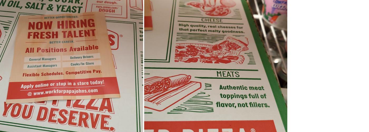 Papa Johns Pizza Menu