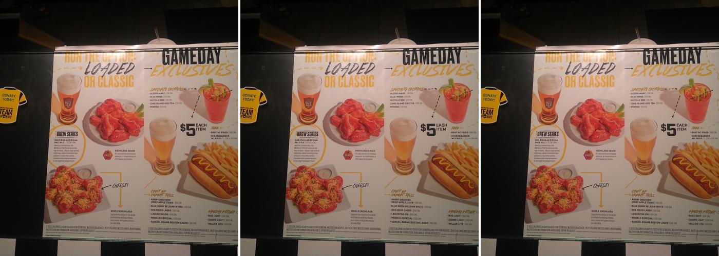 Buffalo Wild Wings Menu