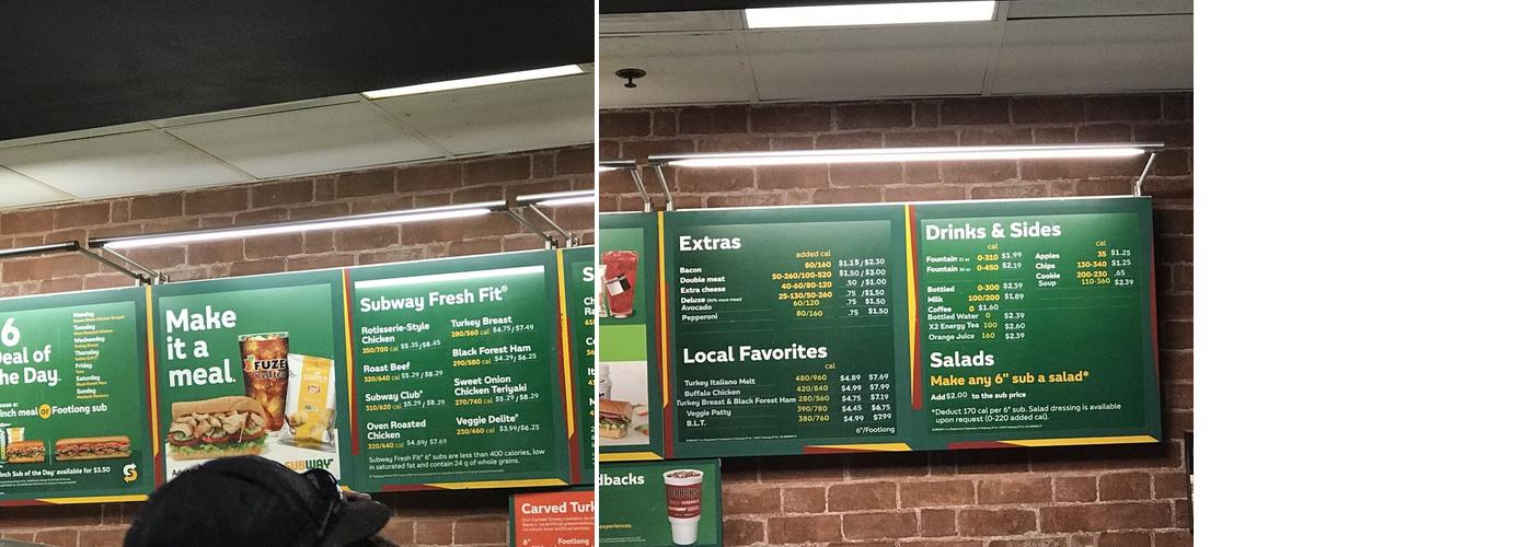 Subway Menu